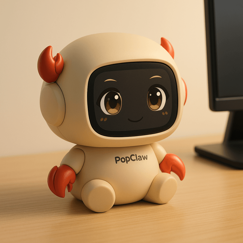 PopClaw chibi style concept β cute stubby limbs and expressive face